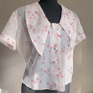 Mid century collared button-up crop top - twee - coquette